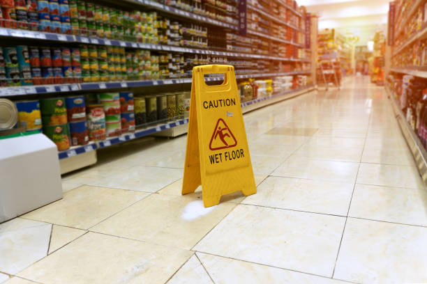 Wet Floor - Wet floor at grocery store